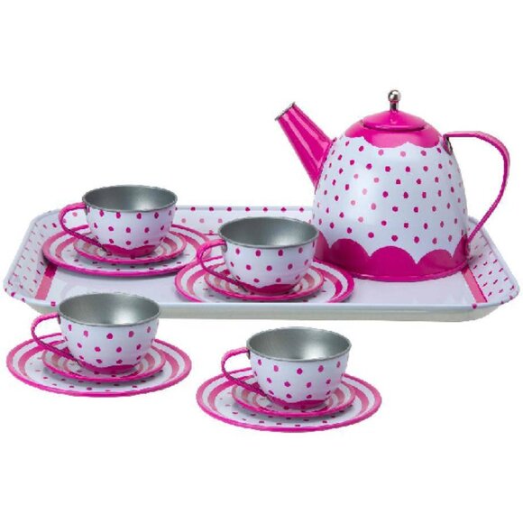 Alex Lots of Dots Tin Tea Set 15 Pcs New in Box For Age 3+ - Picture 3 of 15